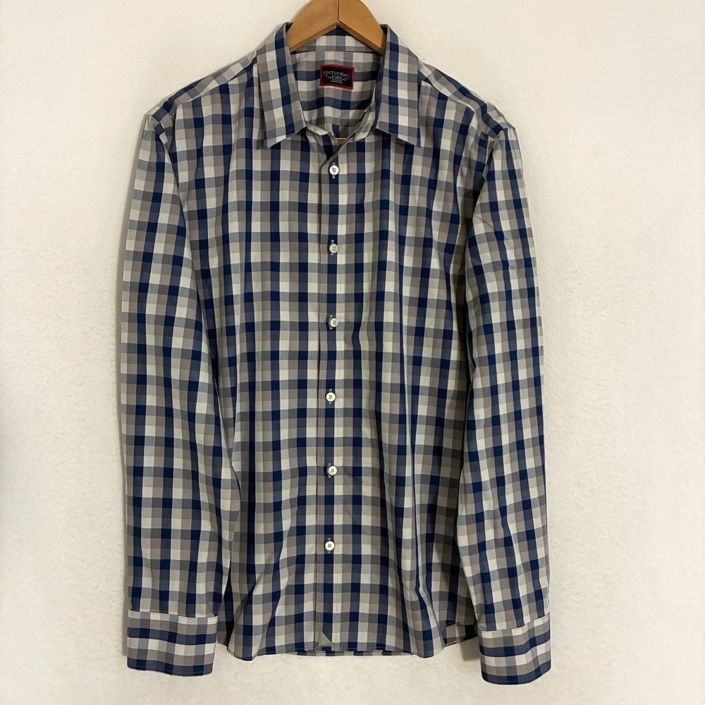 UnTUCKit‎ Pomerol Slim Fit Shirt Mens XL Long Sleeve Wrinkle Free Check Preppy